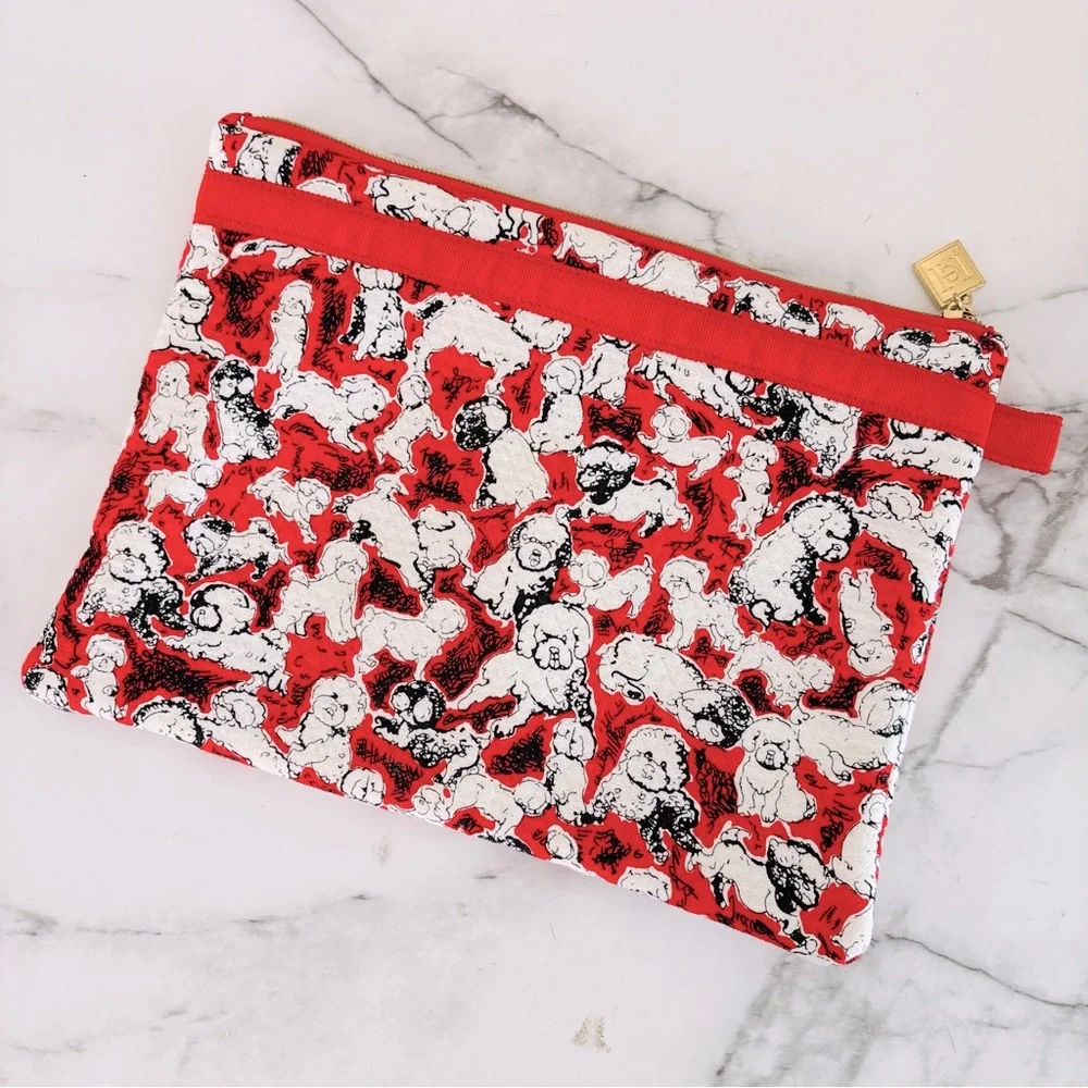 Carolina Herrera Neiman Marcus‎ Target Cosmetic Jewelry Pouch Dog Theme Zip